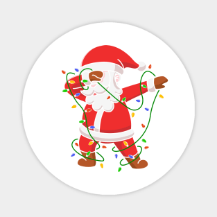 Dabbing Santa Shirt for Boys Girls Christmas Tree Lights Magnet